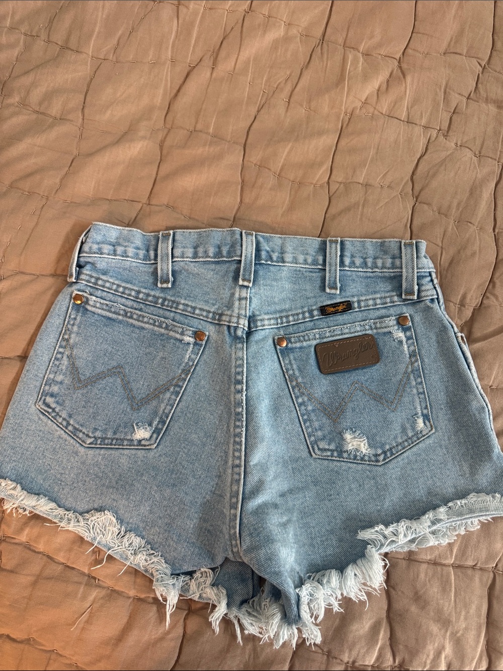 Wrangler Light Blue Distressed Denim Cutoff Shorts